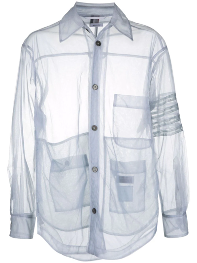 Thom Browne 4-bar Tulle Oversized Shirt Jacket In Grau