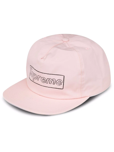 Supreme X Kaws Logo 5-panel Cap In Rosa