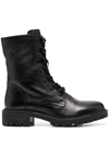 Geox Lace-up Leather Boots In Schwarz