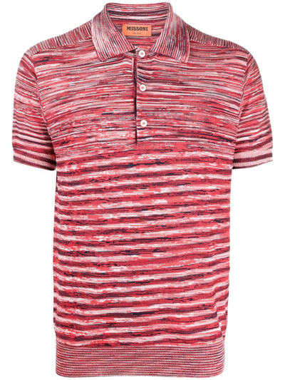 Missoni Striped Short-sleeved Polo Shirt In Rot