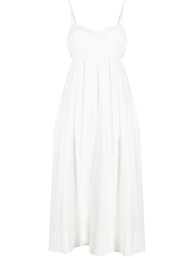 Zimmermann Rosa Sleeveless Linen Midi Dress In Ivory