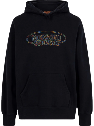 Supreme X Missoni Logo-embroidered Hoodie "fw21" In Schwarz