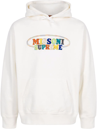 Supreme X Missoni Logo-embroidered Hoodie "fw21" In Weiss