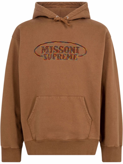Supreme X Missoni Logo-embroidered Hoodie In Brown