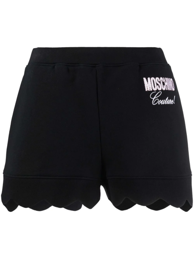 Moschino Couture Logo-embroidered Mini Shorts In Black