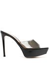 Gianvito Rossi Betty Transparent Stiletto Platform Mules In Schwarz