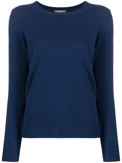 N•peal Fine Knit Organic Cashmere Jumper In Blau
