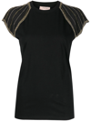 TWINSET BEAD-EMBELLISHED COTTON T-SHIRT
