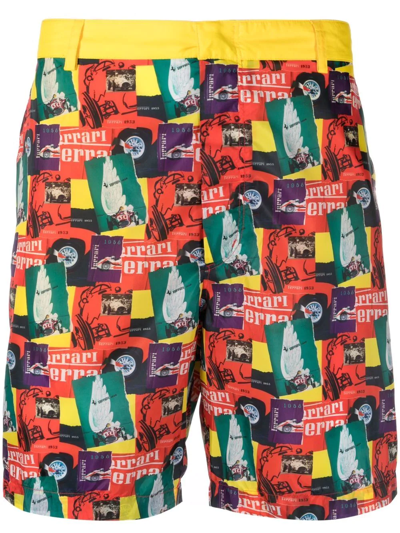 Ferrari Printed Recycled Fluid Nylon Shorts In Multicolor