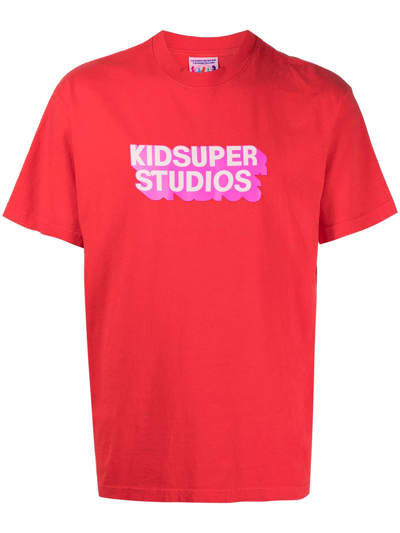 Kidsuper Logo-print Cotton T-shirt In Rot