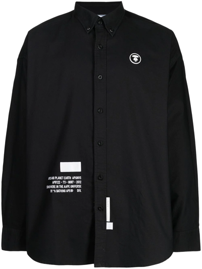 Aape By A Bathing Ape Cotton Text-print Shirt In Schwarz
