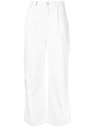 Tout A Coup Wide-leg Cropped Jeans In Weiss