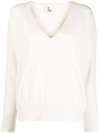 Paula V-neck Cashmere Jumper In Weiss
