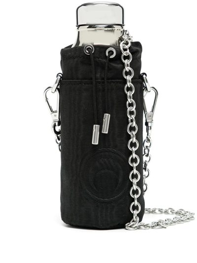 Marine Serre Logo-plaque Chain-link Bottle Bag In Silver