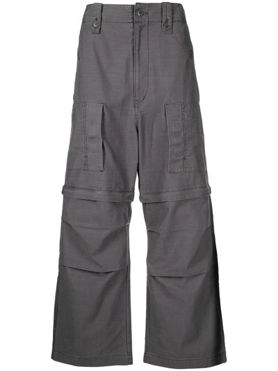 Five Cm Wide Leg Cargo Trousers In Grau