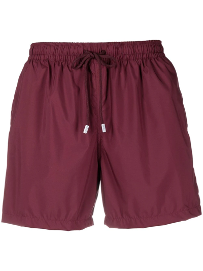Fedeli Flap-pocket Drawstring-waist Swim Shorts In Red