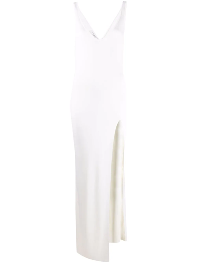 Philosophy Di Lorenzo Serafini Slit-detail Full-length Dress In Weiss