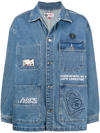 AAPE BY A BATHING APE EMBROIDERED-LOGO DENIM JACKET