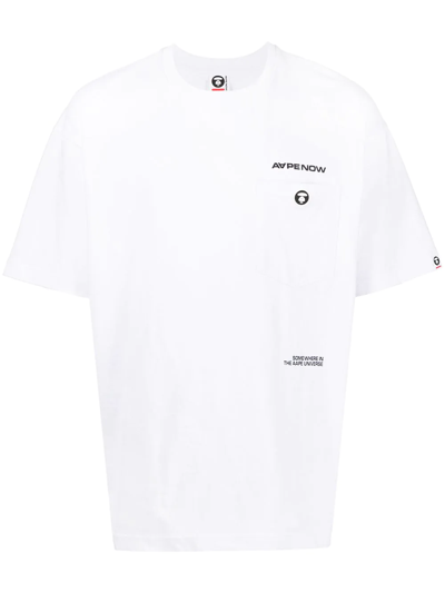 Aape By A Bathing Ape Logo Patch Short-sleeve T-shirt In Weiss