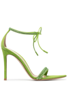 Gianvito Rossi Montecarlo Crystal Suede Ankle-tie Sandals In Grün