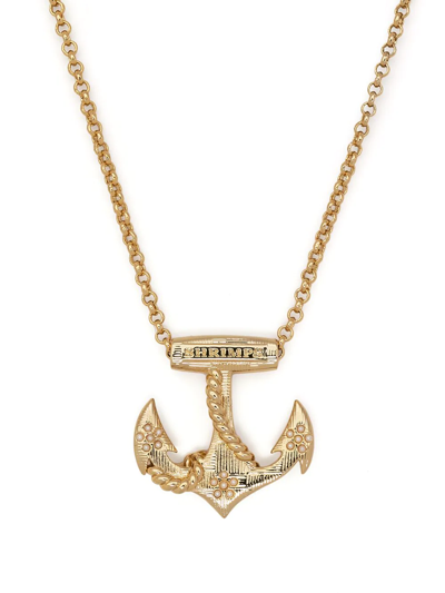 Shrimps Anchor Pendant Necklace In Gold