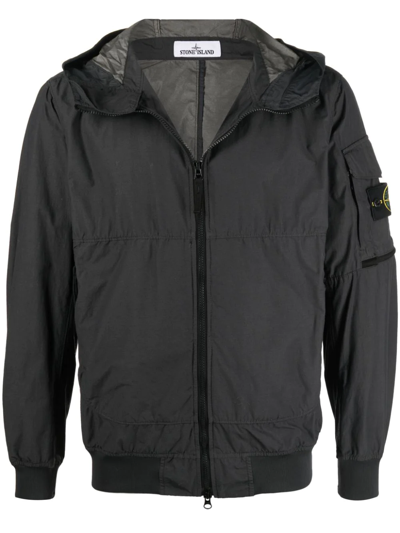 Stone Island Compass-patch Hooded Jacket In Grau