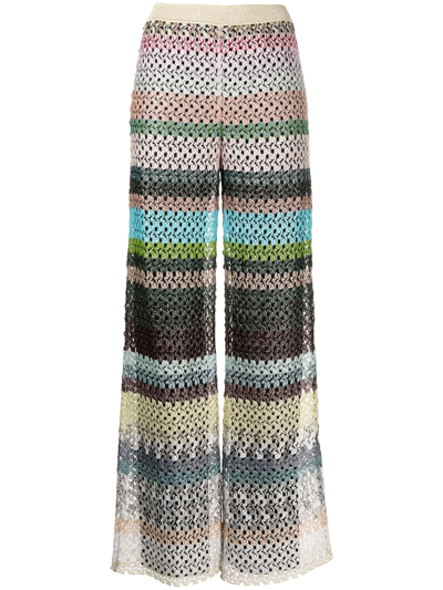 Missoni Striped Knit Flared Trousers In Pink