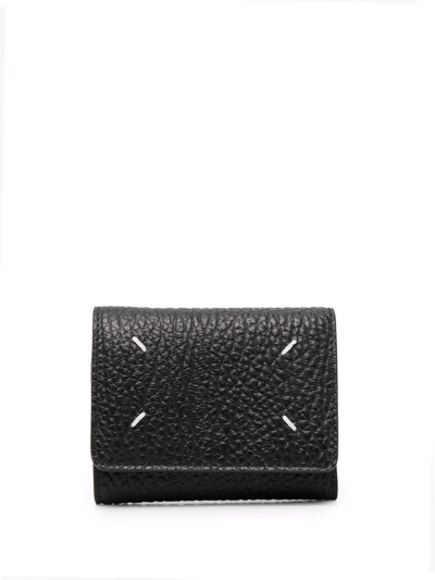 Maison Margiela Four-stitch Grained-leather Wallet In Black