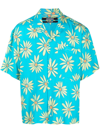 Jacquemus Multicolored Daisy Print Jean Shirt In Blau