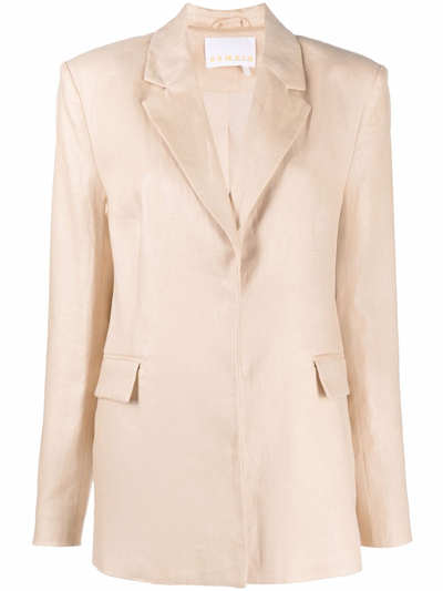 Remain Birger Christensen Single-breasted Linen Blazer In Brown