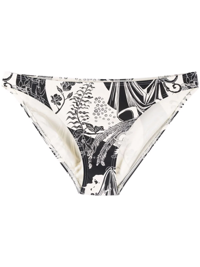 Tory Burch Botanical-print Slip-on Bikini Briefs In Nude