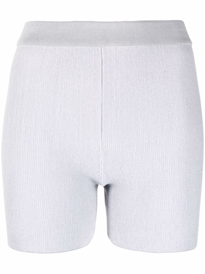 Jacquemus Le Short Arancia Ribbed Cycling Shorts In Gray
