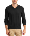 CLUB ROOM MEN'S DROP-NEEDLE V-NECK COTTON SWEATER, CREATED FOR MACY'S