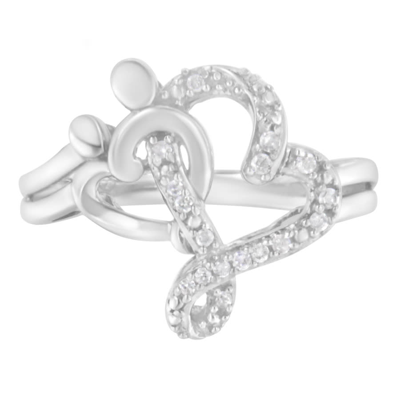 Haus Of Brilliance Sterling Silver 1/10ct. Tdw Diamond Heart And Music Note Ring (h-i,i3) In Silver Tone,white