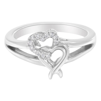 Haus Of Brilliance Sterling Silver 1/20 Ct Tdw Diamond Heart Accent Ring (h-i, I1-i2) In Silver Tone,white