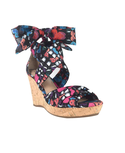 Impo Women's Omyra Ankle Wrap Wedge Sandals Women's Shoes In Blue Multi