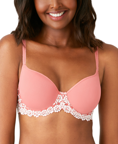 Wacoal Embrace Lace Jersey And Stretch-lace Contour Bra In Faded Rose,white