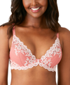 Wacoal Embrace Lace Stretch-lace Plunge Underwired Bra In Faded Rose/white Sand