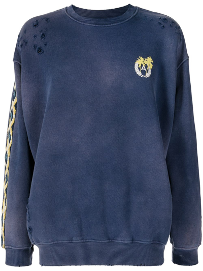 Alchemist Cotton Distressed Logo Sweatshirt In Blau