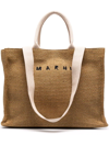 MARNI LOGO-LETTERING RAFFIA TOTE BAG