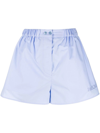 Patou Logo-embroidered Cotton Shorts In Blau