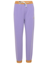 Moncler Faux Leather-trimmed Cotton-blend Jersey Track Pants In Violet