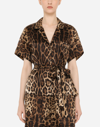 Dolce & Gabbana Belted Silk Shirt In Animal Print