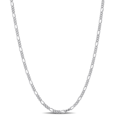Amour 2.2 Mm Figaro Chain Necklace In Sterling Silver In White