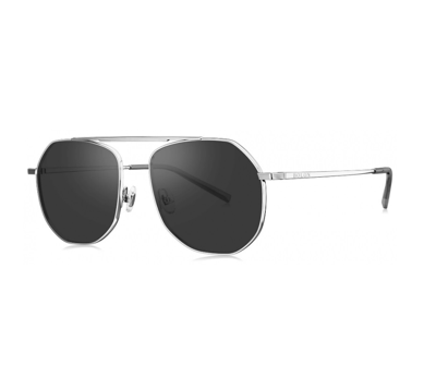 Bolon Skylar Polarized Grey Aviator Unisex Sunglasses Bl7096 C90 55 In Grey,silver Tone