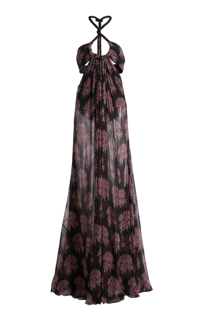 Etro Vanessa Paisley-print Cutout Silk Maxi Dress In Black