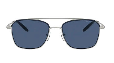 Michael Kors Dark Blue Solid Aviator Mens Sunglasses Mk1086 100580 57 In Blue,silver Tone