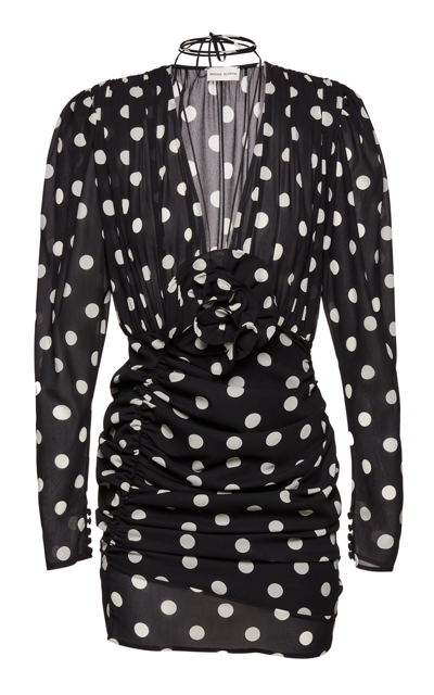 knee length dresses for ladies Black And Gold Polka Dot Long Sleeve Frill Hem Mini Dress – AX Paris US main image 0