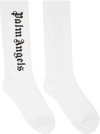 Palm Angels Vertical Logo Cotton Socks In White/black