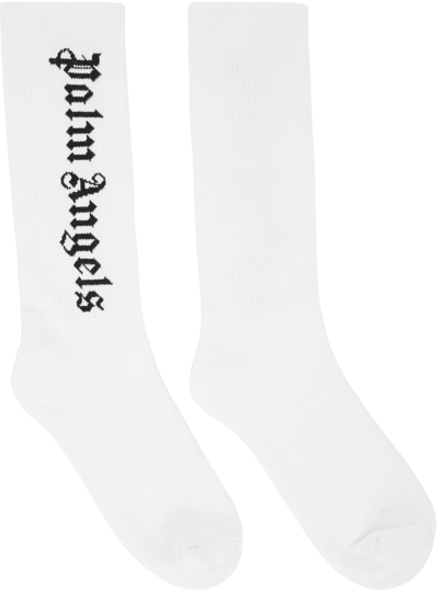 PALM ANGELS WHITE VERTICAL LOGO SOCKS